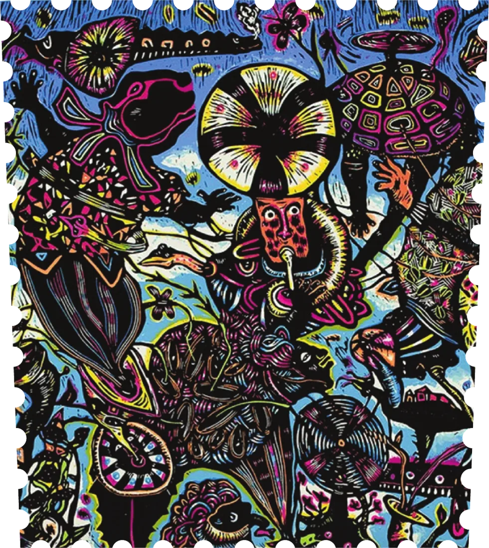 Grabado de Gil Tlahui para la edición Ensamble